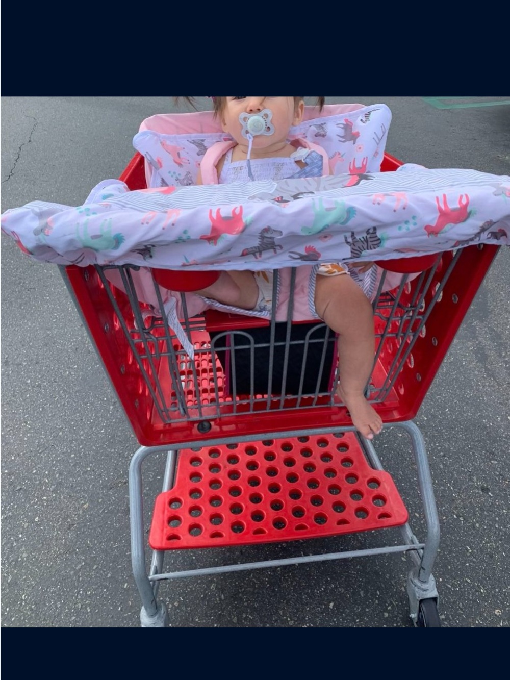 Pink Baby Girl Shopping Cart Cover with Animal Print Like New